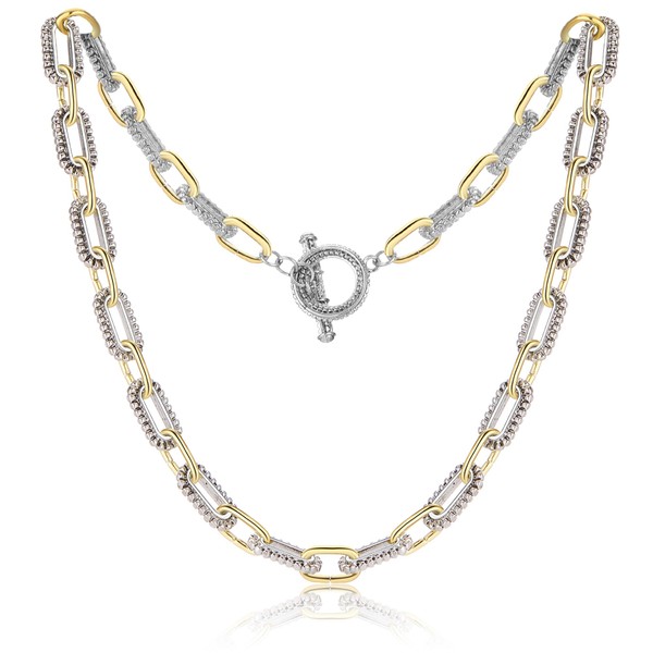 Mytys Women's Link Necklace 18k Gold Plated Double Twist Wire