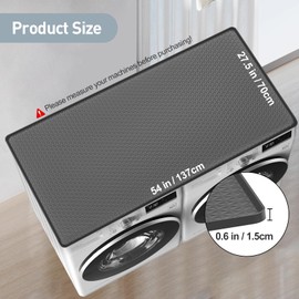 COAZEX 54" x 27.5" Washer and Dryer Covers for the Top Load, Silicone Washer Dryer Top Protector Mat, Non-slip Waterproof Washing Machine Dust Cover Pad for Laundry (Dark Gray)