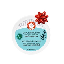 First Aid Beauty - Facial Radiance Pads with Glycolic & Lactic Acids, Daily Exfoliating Pads with AHA, Visibly Smaller Pores, Help Tone & Brighten Skin, One-Step Makeup Prep, Compostable, 28