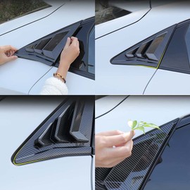 Carbon Fiber Racing Rear Side Window Louvers Air Vent Scoop Shades Cover Blinds Exterior Decals Compatible for Honda 10th Gen Civic Hatchback Type R 2016 2017 2018 2019 2020 2021(Not for Sedan)