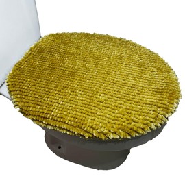 Madeals Chenille Toilet Lid Cover Shag Soft and Absorbent, Comfortable Bathroom Toilet Lid Cover Seat Fits Most Size Toilet Lids for Gold …