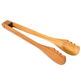 Stylish Hand Carved Salad or Bread Teak Wood Kitchen Tongs | Elegant and Durable Wooden Cooking Utensil