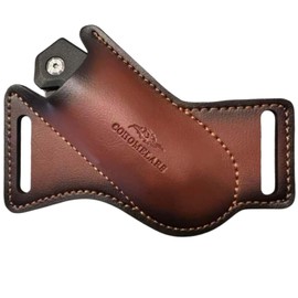 Leather Folding Knife Sheath for Belt, Horizontal Carry Brown Knife Sheaths for 4'' - 5'' Pocket Knives, Knife Holder Compact Draw Knifes Carrier EDC Tools Holster Knife Case COHOMELARS