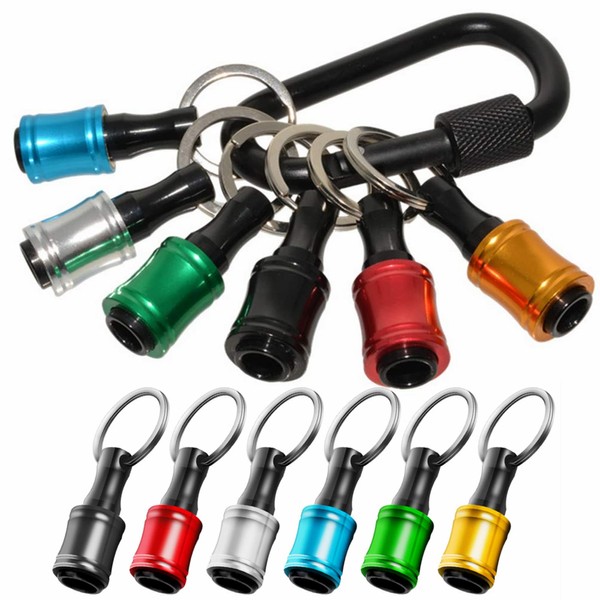 6 Color Drill Extension Bit Holder, 1/4inch Hex Shank Aluminum Alloy Screwdriver Bits Holder Extension Bar Drill Screw Adapter Change Keychain Portable 2023 Upgraded