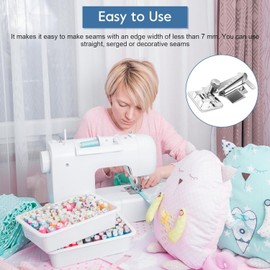 Sewing Machine Presser Kit, Stainless Steel Sewing Binder Adjustable Rolled Hem Foot Hemmer Angle Folder Bias Binding Foot Accessories for Ordinary Sewing Machines