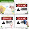 Danger Falling Objects Hard Hat Area With Symbol Sign, 10x7
