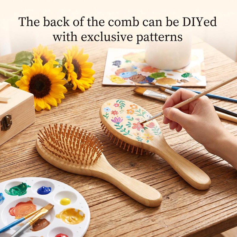 20 Pcs Wooden Hair Brush Bulk, Anti-Static