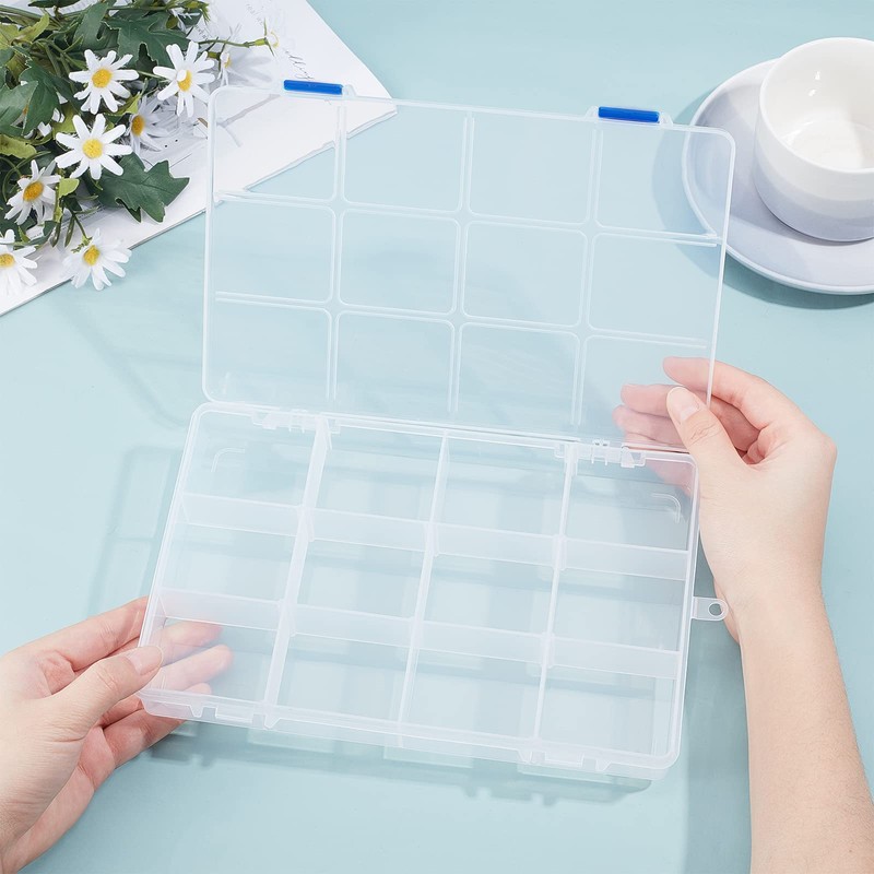 BENECREAT 4 Pack 12 Grid Plastic Storage Box Jewellery Box
