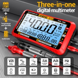 ANENG Digital Multimeter Tester,4000 Counts Voltage Tester,Auto-Ranging TRMS Volt Meter,Large LCD Ohm Meter Measures AC/DC Current,Voltage,Resistance, Diode,Continuity,Capacitance,Temperature(Red)