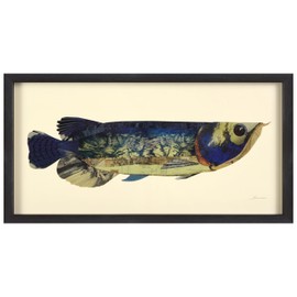 Empire Art Direct Arowana Dimensional Collage Handmade by Alex Zeng Framed Graphic Fish Animal Wall Art, 17 in x 33 in x 1.4 in, Ready to Hang