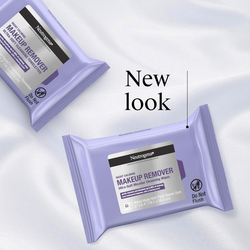 Neutrogena Night Calming Makeup Remover Face Wipes, Nighttime Cleansing Towelettes
