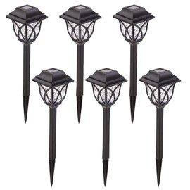 LAUREL CANYON 6 Pack Garden Solar Path Lights, Outdoor Solar Walkway Lights with LED Light Bulbs for Garden, Lawn, Pathway, Yard, Driveway Black