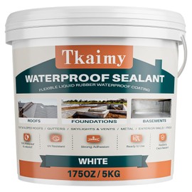 Tkaimy Waterproof Coating 175 oz, White, Polyurethane Waterproof Coating for Roofs, Foundations, Warehouses, Garages, Basements, Indoor & Outdoor Liquid Water Proof Sealant