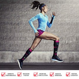 TBONEEY Calcetines de compresión para Mujeres y Hombres 15-25 mmHg Ideal Calcetines para Deportivas Ejercicio,Correr, Enfermeras,Médicos, Crossfit, Embarazos, Viajes, Vuelo(SET 1, S-M)