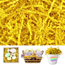 Lemon Yellow Crinkle Cut Paper Shred Filler, 2 LB Basket Filler Shredded Paper, Confetti Stuffing for Basket Filling, Mother's Day, Birthdays, Weddings, DIY Gift Wrapping, Stuffer Party Supplies