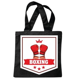 'King Boxing Rocky Stallone Boxing Gloves Sparring Boxer Box Club Shopping Bag Shoulder Bag School Bag Gym Bag in Black