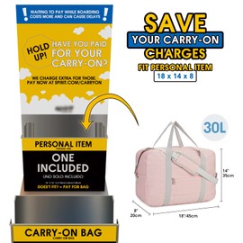 For Spirit Airlines Personal Item Bag 18x14x8 Foldable Travel Duffel Bag Tote Duffle Carry on Luggage for Women and Men 30L (Pink (With Shoulder Strap))