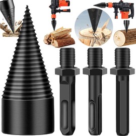 42 mm Wood Splitter Drill, Firewood Drill with 3 Drill Handles, Wood Splitter Attachment for Drill, Precise & Fast Splitter for Drill Cones Wood Splitter