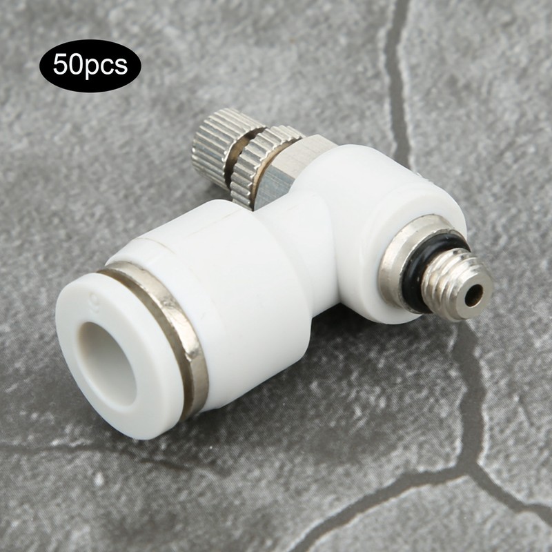 50Pcs Air Flow Control Valve Pneumatic White Adjustment Durable Quick