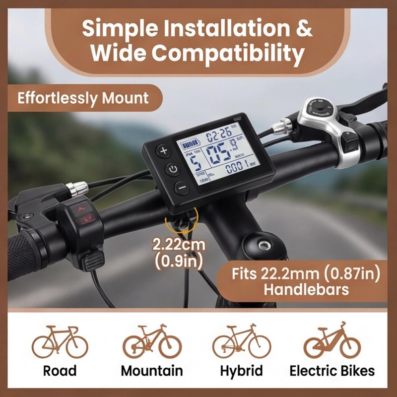 Lausixy S866 Electric Bicycle Display, 24V 36V 48V Ebike LCD