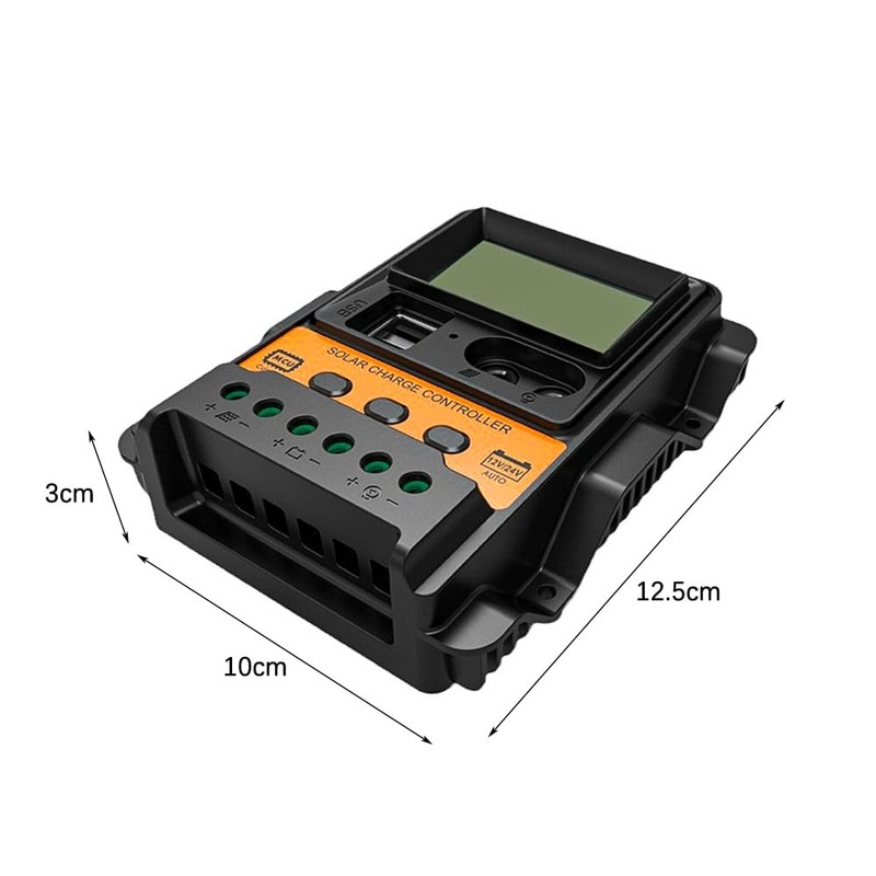 Tiardey Solar Panel Charger Controller 12V 24V 30A Light Control