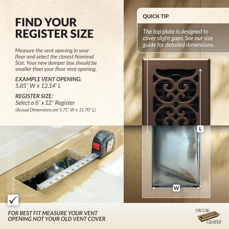 Decor Grates SPH612-RB Floor Register, 6x12, Rubbed Bronze Finish