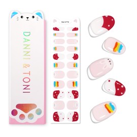 DANNI & TONI Kids Gel Nail Strips Rainbow Rabbit Salon-Quality Peel & Stick Manicure for Children (Age 6+)– Safe, Long-Lasting, Easy to Apply |Rainbow Pop