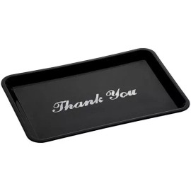 Choice BLACK RESTAURANT BILL/CHECK TIP TRAY WITH "THANK YOU" SILVER PRINT (6 PER PACK)