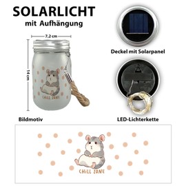 speecheese Hamster Solar Light with Saying Chill Zone a Cute Light for the Balcony Children's Birthday Decorative Lamp Mason Jar Solar Pet Decorative Light Nursery Decoration Rodent Lamp