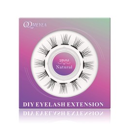 QDMEYEA DIY Eyelash Extensions 0.07-D Curl 10mm Natural 12 Clusters Soft Wispy Light 3D Effect Natural Individual Cluster Lashes Home Eyelash Extensions D Curl Lashes Pack (10mm, 0.07-D-Natural)