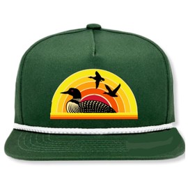 ThatsRad Fishing Fish Nylon Snapback Hat Cap Fly Deep Sea Offshore (Hunter Sunset Loon)