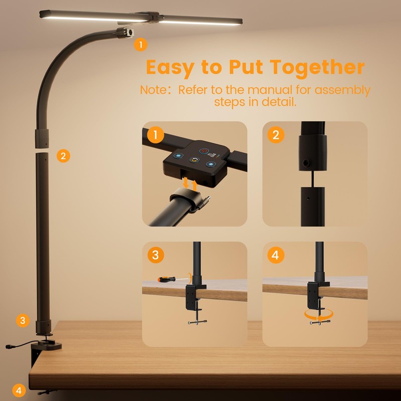 APMIEK LED Desk Lamp for Home Office, 24W Computer Desk