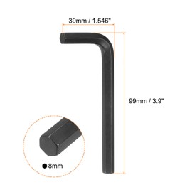 sourcing map Hex Key Wrench 8mm L-Shape Hexagon Metric Wrenches Chrome Vanadium Steel Repairing Tool for Home Repair, Black