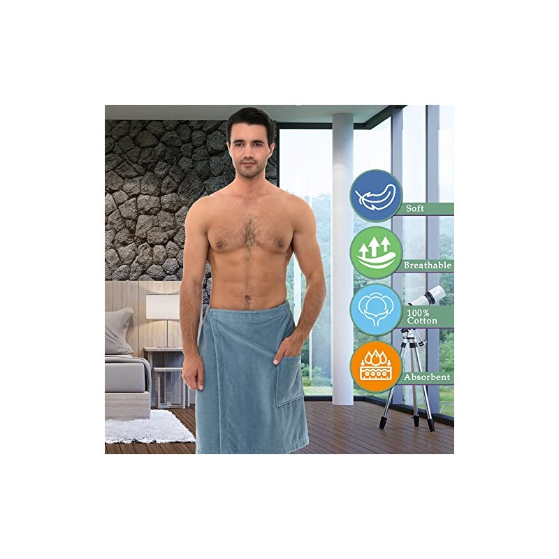 TowelSelections Cotton Terry Velour Bath Towel Shower Wrap for Men