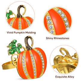 ULTECHNOVO Pumpkin Napkins Rings Set of 4, Thanksgiving Napkin Rings Fall Harvest Napkin Holders Buckle for Thanksgiving Wedding Birthday Party Supplies