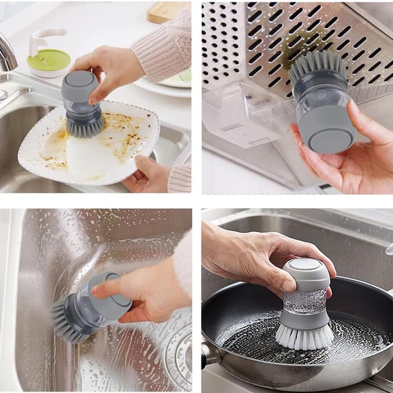 TOMVAES Pot Brush with Soap Dispenser, Soap Dispensing Palm Brush,