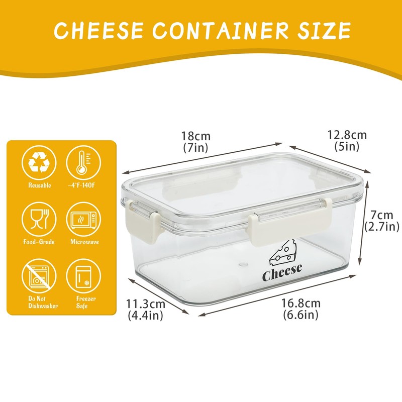 Yomjarl Cheese Container for Refrigerator,BPA-Free Deli Meat Storage Containers,Sliced Cheese