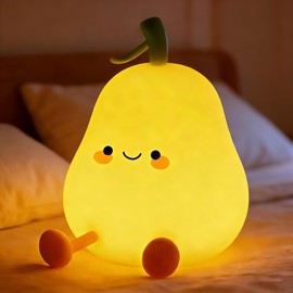 Tarinks Pear Night Light for Kids, Nursery Night Lights, Bedside Touch Lamp, Cute Silicone Nightlight for Baby Toddler, 3 Level Dimmable Soft Night Lamps Gift for Bedroom Kids Room Decor