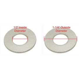 1/2" Stainless Flat Washer, 1-1/4" Outside Diameter (100 Pack)- Choose Size, by Bolt Dropper, 18-8 (304) Stainless Steel