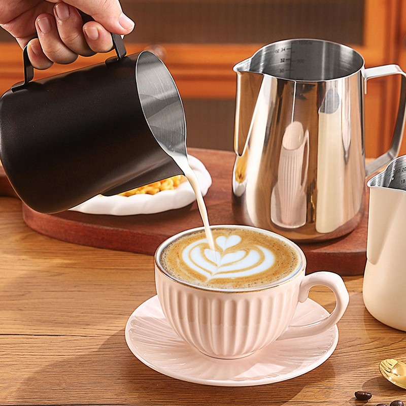 Pull Flower Cup Stainless Steel Art Froth Cup Pointed Mouth