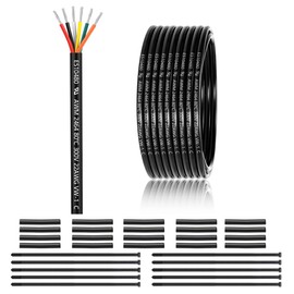 22 Gauge 6 Conductor Electrical Wire 50FT, UL 2464 22 AWG 6 Wire Cable Tinned Copper PVC Stranded 22/6 Core Wire for LED Lighting, Outdoor Low Voltage Extension Cable, Automotive etc.