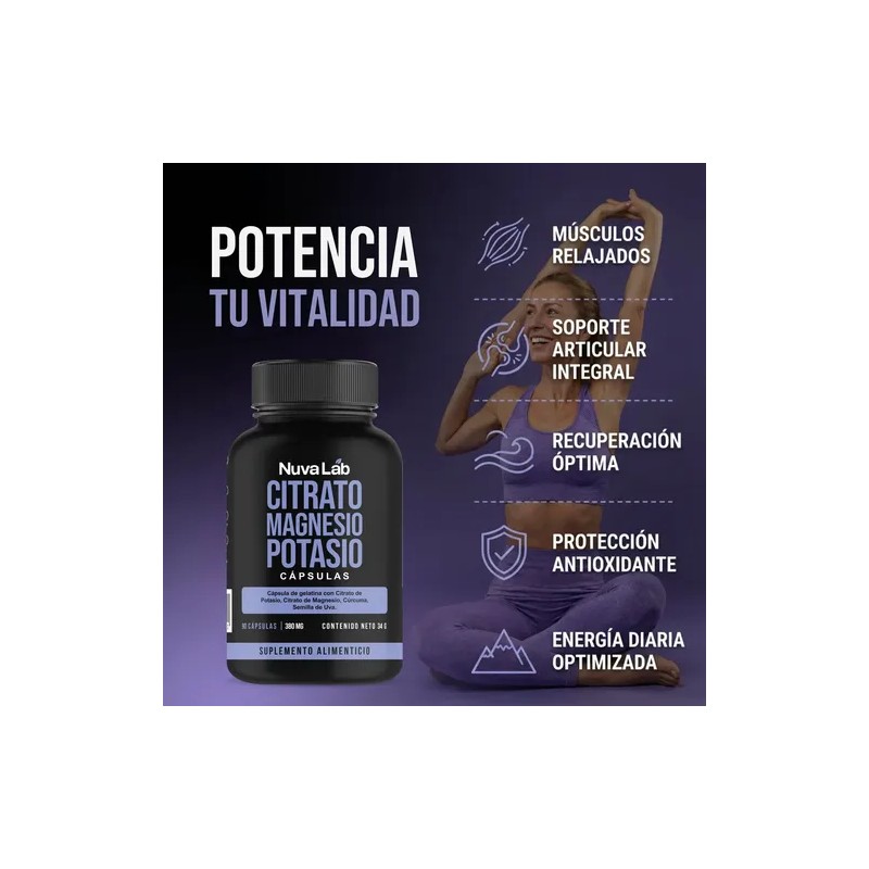 Citrato Magnesio Potasio Juntos Suplemento Caps 380mg Sabor