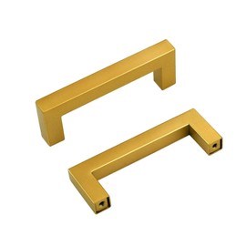 NIZADO 1 Pack Gold Cabinet Pulls, 7 9/16 Inch Kitchen Cabinet Handles, Brushed Gold Drawer Pulls, Square Kitchen Cupboard Hardware, 8 Inch Overall Lengt