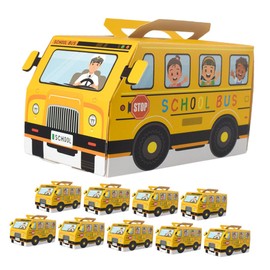SHOWERORO 10pcs School Bus Shaped Candy Containers Vibrant Yellow Back to School Party Favor Boxes for Classroom Decorations Birthday Parties and Teacher
