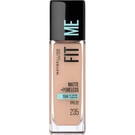 MAYBELLINE Base Maquillaje Fit Me Matte Rich Tan + Poreless 30ml, matifica y controla el brillo, tiene FPS 22