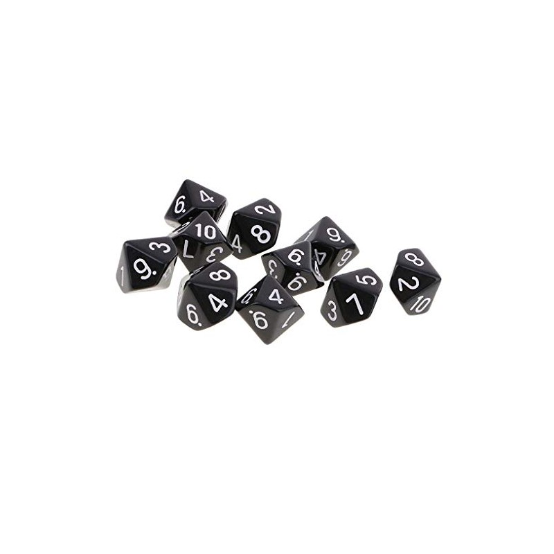 10PCS Polyhedral D10 Dice Acrylic 10 Sided Game Dice for