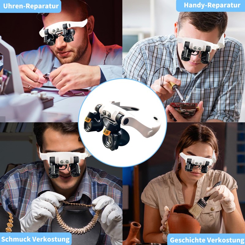 Head Magnifier with Hands Free Reading Magnifier Jewelry Magnifier Repair