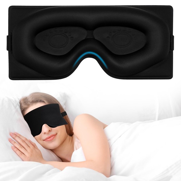Alyvisun 3D Schlafmaske Verdunkelnde, Augenmaske Vertiefte Augenkontur, [Druckfrei & Atmungsaktiv]