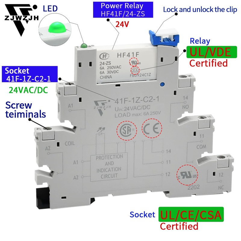 ZJWZJH 10Pcs Miniature Electromagnetic Relay 24V Coil DC/AC; Signal for