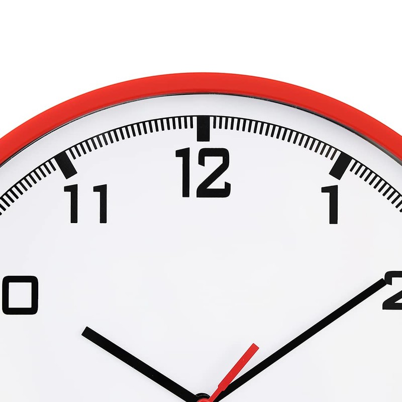 MPM Quality Design Plastic Wall Clock, Red/White, Quartz Stepper Motor,